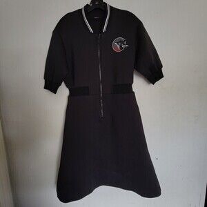 Mo & Co. Black Short Sleeve Scuba Bazinga Punk Zipper Skater Dress Size Small